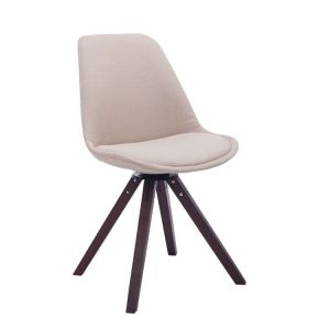 Chaise de salle à manger Troyes Pivotante en Tissu Piètement Carré, Crème/Noyer