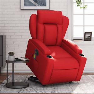 VidaXL Fauteuil de relaxation, massage, inclinable électrique similicuir rouge