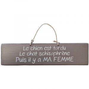 Plaque d&eacute;corative en bois taupe - Le chien est tordu