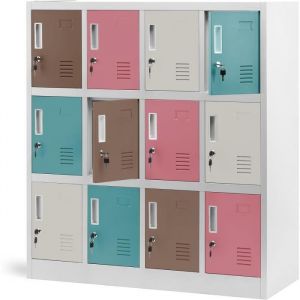 Armoire métallique pour vestiaire et jardin d'enfants OLA, 1090 x 1200 x 450 mm, gris-pastel