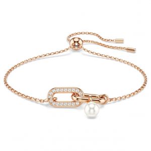 Swarovski Bracelet Constella, Perle De Cristal, Taille Ronde, Blanc, Placage De Ton Or Rosé