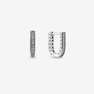 Image de Pandora Boucles d'oreilles Créoles en U Signature - 299488C01 Argent