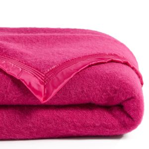 Couverture pure laine vierge Woolmark 350 gr/m² Rose Groseille Taille 150x220 cm;260x240 cm;240x220 cm;180x220 cm;75x100 cm