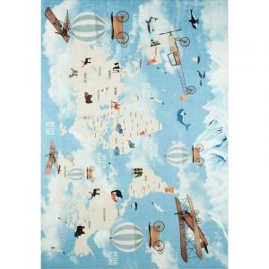 Nazar Tapis enfant carte du monde avec animaux 160x230