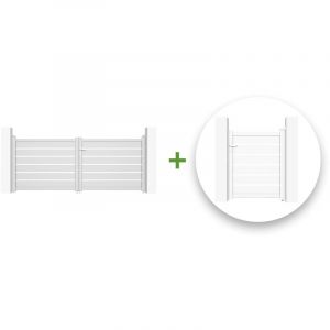 Casanoov - Pack portail battant vogel 300x120cm + Portillon vogel 100x120cm Blanc