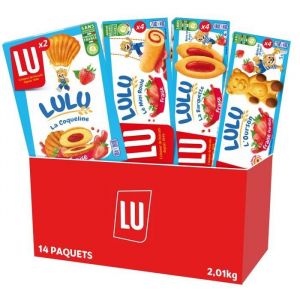 Image de Lu La Bo&icirc;te Fruit&eacute;e : Barquette Fraise x4, Coqueline Fraise x2, Ourson Fraise x4, Miniroul&eacute;s Fraises x4 - 2,01kg