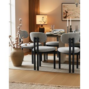 Lot de 4 chaises Zuno - Lot de 4 chaises Zuno en tissu grise et pieds métal