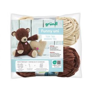 Kit de crochet Gr&uuml;ndl Teddy le Nounours &ndash; Cr&eacute;ez votre ours en coton 100 % doux en fil Funny certifi&eacute; OEKO-TEX(...) - Multicolore