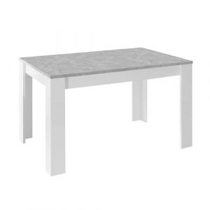 Table Repas Extensible Blanc Laqu&eacute; Brillant Plateau Aspect B&eacute;ton - OTELLO - ALTOBUY