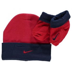 Nike Ensemble Vêtements Bébé Bonnet Et Chaussons Marine Et Rouge