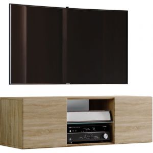 Vcm Ebuy24 - Jusa 115 Meuble mural pour télévision avec 2 portes et 1 étagère en verre, imitation chêne Sonoma. - Naturelle