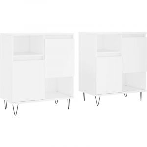 VidaXL Buffets 2 pcs, Armoires de Salon avec Rangement, Organisateur de Maison Salle de S&eacute;jour Int&eacute;rieur, Moderne, Blanc Bois d'Ing&eacute;nierie