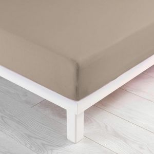 Douceur d'int&eacute;rieur, Drap Housse (90 x 190 cm) Jersy Sable, 100% Coton Jersey