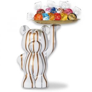Vide-poche d&eacute;co Ourson Blanc et son assortiment de 12 chocolats Lindor de Lindt Id&eacute;e cadeau Originale pour No&euml;l