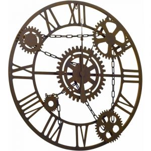 Image de Décoshop26 Horloge murale Noir 80 cm Métal - noir