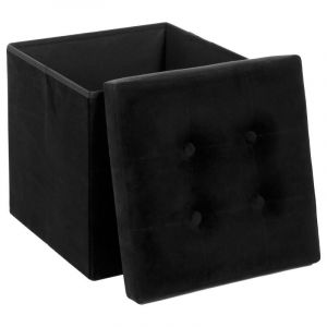 Atmosphera Pouf coffre pliable capitonne Lysandre Couleur: Noir - Noir