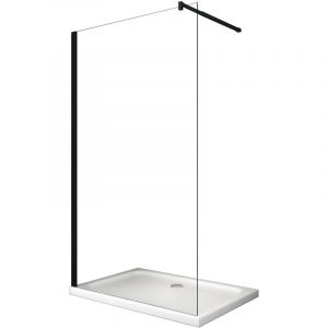 Paroi de douche à l'italienne de 8 mm avec cadre et bras Noir h.200 transparent CM.78-80