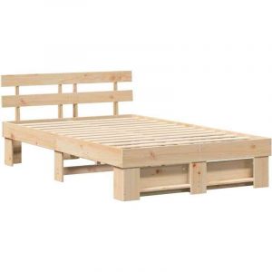 VidaXL Cadre de lit Marron 140 x 190 cm Bois massif en pin
