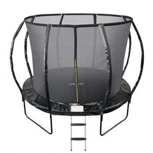 JUMP4FUN Trampoline 10Ft &oslash; 305cm noire avec Echelle, Protection et Filet de s&eacute;curit&eacute;