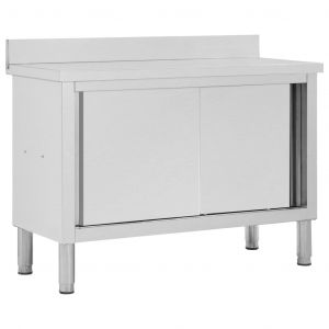 Image de VidaXL Table de travail avec portes coulissantes 120x50x95 cm Inox