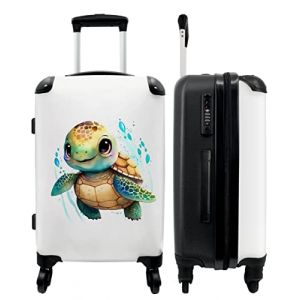 Image de Grand Valise NoBoringSuitcases.com - Bagage léger - 4 roues - 90 Litres - Valise de Voyage - Tortue - Aquarelles - Animaux