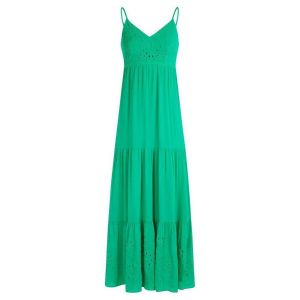 Morgan Robe longue fluide broderie vert émeraude femme - Taille 40