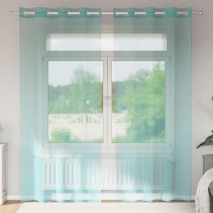 VidaXL Rideaux En Voile Avec ?illets 2 Pcs Turquoise