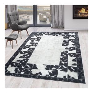 Allotapis Tapis imitation cuir pachwork lavable en machine Stars 120x170 Noir