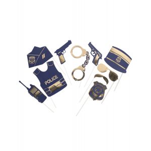 Image de Kit photobooth police marine et or 10 pièces Couleur Bleu foncé Taille Taille Unique