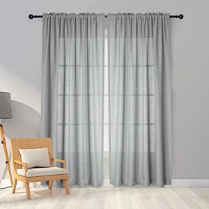 Melodieux Voilage Gris Rideaux Passe Tringle, Lot de 2, 140x225cm