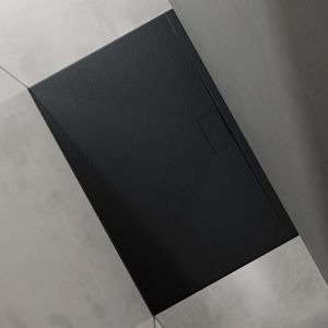 Doporro - Receveur de Douche Bac à Douche Ultra Plat en Solid Surface Gris Noir Mat Geoma07 90x140x3cm
