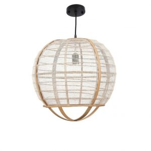 Mica Decorations Suspension ronde en bois et lin Pella - Ø 45 x H 43,5 cm