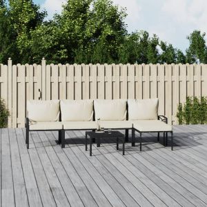 Image de VidaXL Salon de jardin 6 pcs avec coussins sable acier n/a