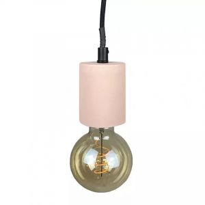 Suspension lumineuse ajustable en béton rose pastel - calo 5706