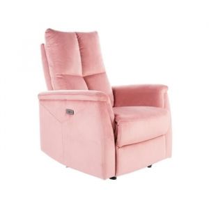 Signal Fauteuil en velours inclinable - L 76 x P 94 x H 96 cm - Rose