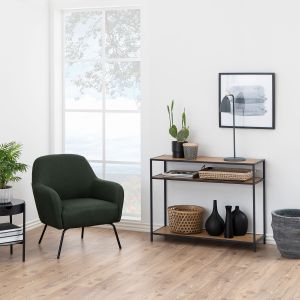Emob Console Dover avec décor en chêne sauvage et cadre noir mat.