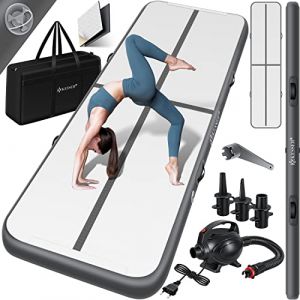 Tapis de gymnastique Gonflable Airtrack Tapis de fitness Tapis de gymnastique 3/4/5/6m Sac de transport & pompe à air électrique inclus Tapis de yoga
