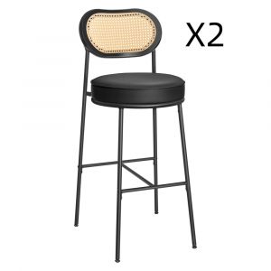 Lot de 2 tabourets de bar avec dossier 48,2 x 45,7 x 104,7 cm noir