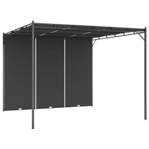 VidaXL Belvédère de jardin avec rideau latéral 3x3x2,25 m Anthracite