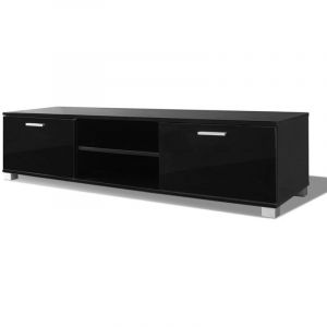 Image de Meuble télé buffet tv télévision design pratique à haute brillance noir 140 cm 2502219