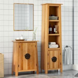 VidaXL Ensemble de meubles de salle de bain 2 pcs bois de pin massif, armoire de salle de bain, meuble de salle de bain, meuble de salle de bain en bois massif