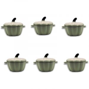 Hobby Tech Lot de 6 mini cocottes en forme de courge blanche avec couvercle 11 x 9,5 cm Haute Température Four Pour Petits Plats