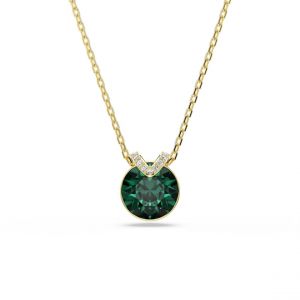 Swarovski Pendentif Bella V, Taille Ronde, Vert, Placage De Ton Or