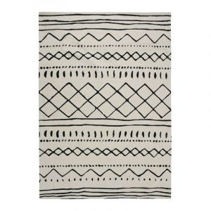 Image de Thedecofactory COTTON BERBERE ETHNO - <p>Tapis en coton ethnique naturel-noir 160x230</p> - Beige