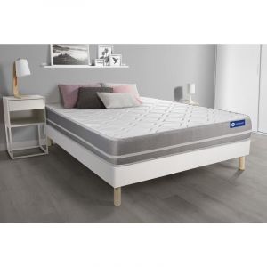 Ensemble matelas Mémoire de forme ACTIMEMO TOUCH 180x200 3zones de confort + sommier KIT blanc