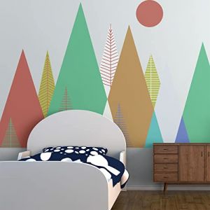 Ambiance Stickers muraux enfants - D&eacute;coration chambre b&eacute;b&eacute; - Autocollant Sticker mural g&eacute;ant enfant montagnes scandinaves DORIKA - 60x90cm