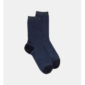 Chaussettes laine mélangée micro rayures et pois lurex