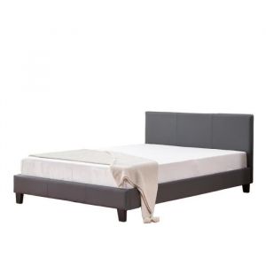 Lit adulte 2 places 140x190 cm melbourne Similicuir Gris sommier inclus