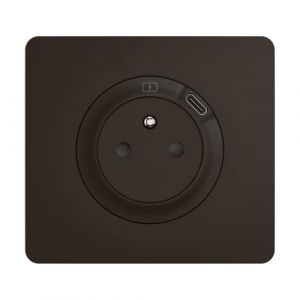 Legrand Prise Electrique Murale avec Terre Céliane Surface avec Prise Chargeur USB 7,5W intégré + Plaque- Prise Affleurante avec Socle Rétractable - Noir