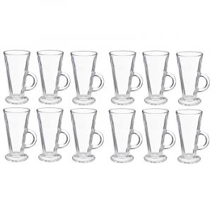 Lot de 12 tasses Mazagran en verre - Mugs hautes transparentes café, chocolat, thé - 28 cl Entièrement en verre - Livraison gratuite